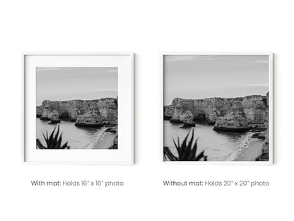 HAUS AND HUES 20x20 White Metal Picture Frames Matted to 16x16 - Features Premium Aluminum & Hanging Hardware, Shatterproof Plexiglass - Ideal for Home, Room, Office (20x20 in, White, Set of 15) - color: White Metal, size: 20x20 in, style: Set of 15