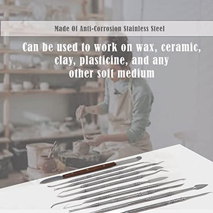 A2Z - Stainless Steel Spatula Wax & Clay Sculpting Tool Carver Set,Carving Pottery Tools - Sculpture Shaper Polymer Modeling Tools for Clay, Pottery, Ceramics Artwork & Holiday Crafts (10PC with Case) - style: 10PC with Case