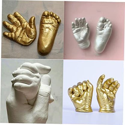 YARNOW 1 Set Hand Modeling Powder Set Baby Hand and Feet Casting Kit Kids Hand Mold High Baby Keepsake Hand Foot Molding Kit Infant Handprint Keepsake Hand Plaster Kit Baby Kit Pe Golden