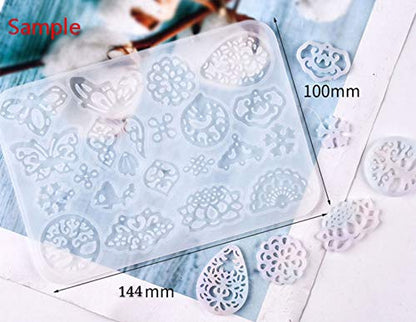 Craftdady 7Pcs Pendant Cabochon Silicone Mold Mixed Hollow Butterfly Flower Geometric Snowflake Animal Epoxy Resin Casting Mold for DIY Resin Jewelry Dangle Earring Keychain Making - color: Transparent, Mixed Styles