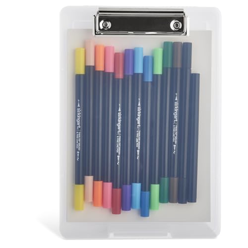 KINGART Studio Marker Set with Drawing Board Case, 30 Pcs, Twin-Tip Markers, Drawing Board with 16 Sheets