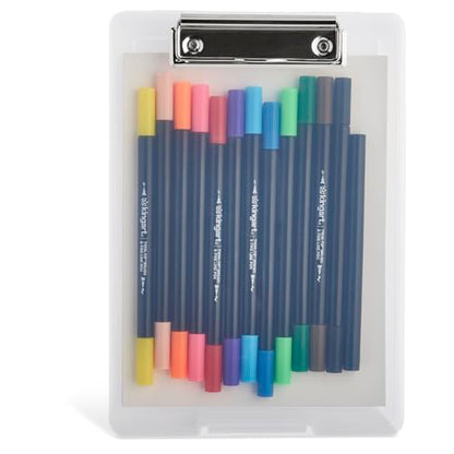 KINGART Studio Marker Set with Drawing Board Case, 30 Pcs, Twin-Tip Markers, Drawing Board with 16 Sheets