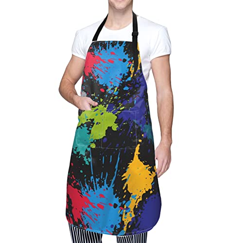 Puppy Dogs Waterproof Adjustable Bib Apron with 2 Pockets, Cooking Gardening Grilling Kitchen Chef Apron for Women - color: Artistic Graffiti