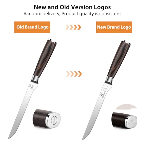 imarku Boning Knife, 6 Inch German High Carbon Stainless Steel Fillet Knife, Perfect for Meat Cutting, Pakkawood Handle, Gifts for Women and Men - color: Silver Brown Handle