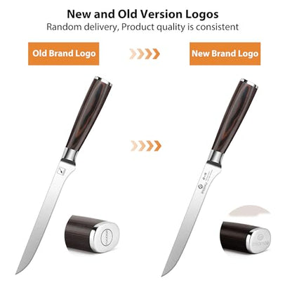 imarku Boning Knife, 6 Inch German High Carbon Stainless Steel Fillet Knife, Perfect for Meat Cutting, Pakkawood Handle, Gifts for Women and Men - color: Silver Brown Handle