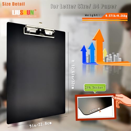 Aluminum Metal Clipboard Stainless Hangable Pen Holder Low-Profile Clip Board Size A4 9" x 12.6" with Sticky Note for School Office Business Medical Professionals Workshop Factory (Black, Aluminum-A4) - style: Black