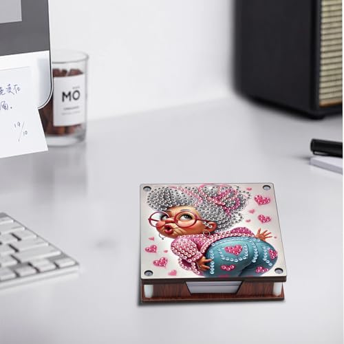 JISHSHAY 2 PCS Diamond Art Note Box Woman Diamond Painting Memo Boxes Woman Gem Painting Gem Art Memo Pad Holder Mosaic Kits for Adults Embroidery Kit Note Pad Holder, Contains 120 Sheets of Paper - color: Woman 5