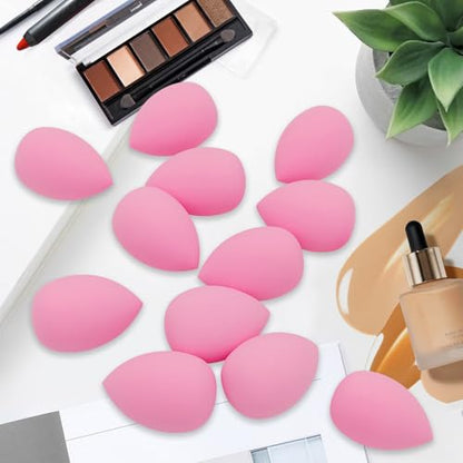 12 Pieces Professional Makeup Sponge Set,Latex Free Flawless Soft Setting Face Puffs,Beauty Sponge Blender Cosmetic Applicator for Powder,Liquid,Facial Makeup Tools - color: 12Pcs Pink
