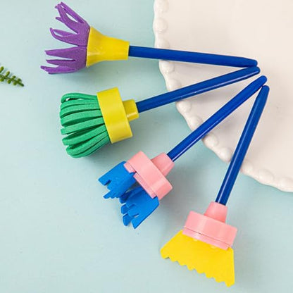 Textured Paint Brush DIY Patterns and Effects Foam Sponge Brushes Painting Stamper Unique Art Tools for Painting Drawing Crafts Varnishes 8pcs - color: D