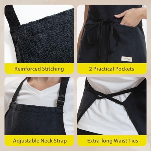 ROTANET Waterproof EVA and Microfiber Apron for Men, Reversible Material, Large Apron with 2 Pockets for Cleaning Cooking - size: 1 Pack