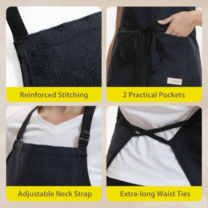 ROTANET Waterproof EVA and Microfiber Apron for Men, Reversible Material, Large Apron with 2 Pockets for Cleaning Cooking - size: 1 Pack