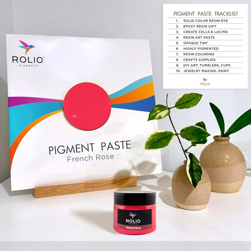 Rolio Pink Pigment Paste for Epoxy Resin – French Rose, 2oz Jar – Opaque Pink Epoxy Colorant, Resin Dye Paste, High-Intensity Pigment Paste for Art, Jewelry, Crafts, Tumblers & DIY Projects - color: French Rose