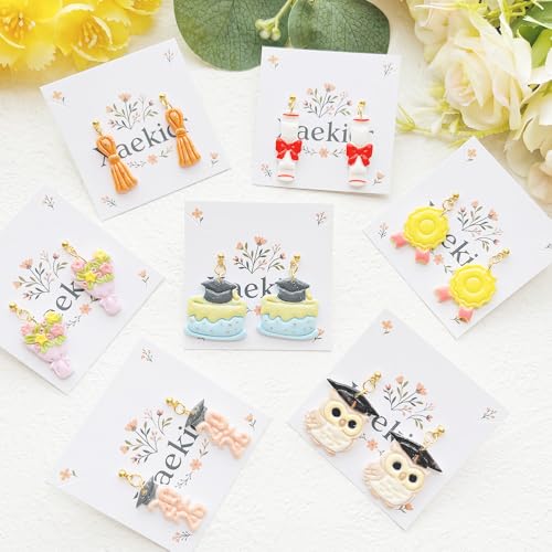 Graduation Polymer Clay Cutters & Stamp Set - 11pcs Sharp & Durable 2026, Owl, Cap, Gown, Diploma, Cake & Star Shapes for DIY Earring Jewelry Making, Soft Clay Crafts & Class Party Supplies - color: 2U color