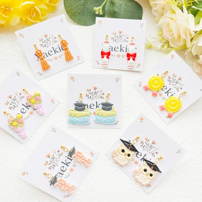 Graduation Polymer Clay Cutters & Stamp Set - 11pcs Sharp & Durable 2026, Owl, Cap, Gown, Diploma, Cake & Star Shapes for DIY Earring Jewelry Making, Soft Clay Crafts & Class Party Supplies - color: 2U color