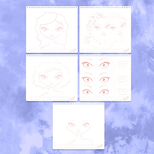 Fashion Angels Make-up & Hair Design Sketch Portfolio, Includes 40 Sketch Sheets, 4 Stencil Sheets & Stickers, Sketchbook for Beginners & Kids Ages 6+ - color: Make-up & Hair