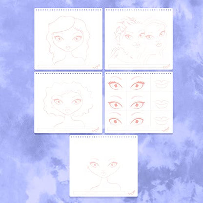 Fashion Angels Make-up & Hair Design Sketch Portfolio, Includes 40 Sketch Sheets, 4 Stencil Sheets & Stickers, Sketchbook for Beginners & Kids Ages 6+ - color: Make-up & Hair