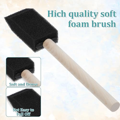 cobee 5Pcs Foam Paint Brushes, Foam Brushes for Painting, 1 Inch Paint Brush Sponge Paints Brushing, Wooden Handles Brush for Painting, Staining, and DIY Crafts(1 Inch)