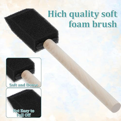 cobee 5Pcs Foam Paint Brushes, Foam Brushes for Painting, 1 Inch Paint Brush Sponge Paints Brushing, Wooden Handles Brush for Painting, Staining, and DIY Crafts(1 Inch)