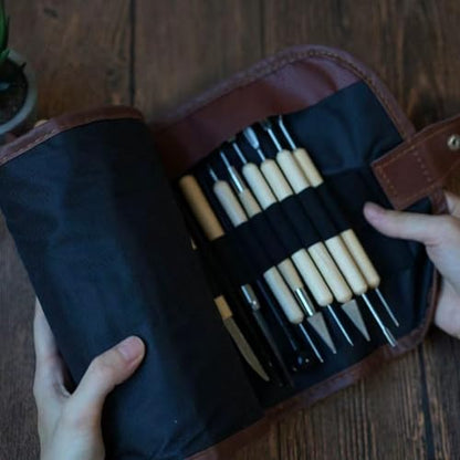 Clay Sculpting Tools Kit - 44 Pcs Double Sided Polymer Clay Tools with Carrying Case Bag - color: RED