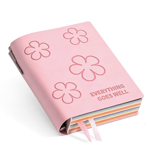 Thick Blank Journal Notebook 400 Pages With Pen Holder 100gsm Thick Color Blank Pages ， A6 Unlined Plain Sketchbook ，No Lines Soft Leather Small Blank Notebook For Women Drawing Book Memo Writing Sketch Diary Hardcover Notebook3.9 × 5.5 (Everything Goes W
