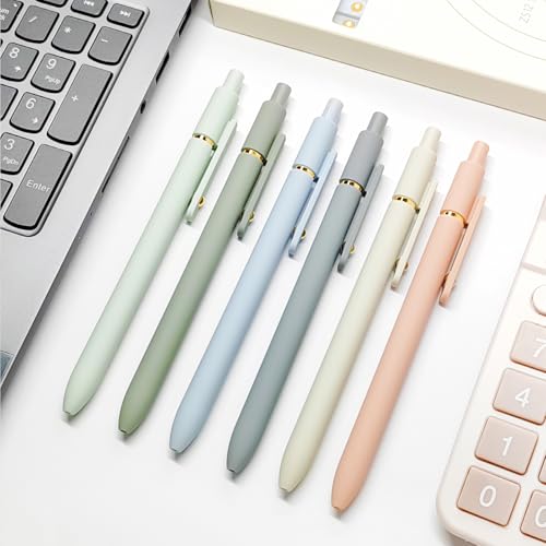 UIXJODO 6 Pcs Gel Pens 0.5mm Quick Dry Black Ink Pens Fine Point Smooth Writing Pens, Cute Office and School Supplies Gifts for Women Teacher Students (6 Pcs Morandi Gold) - color: 6 Pcs Morandi Gold