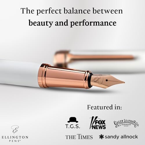 Ellington Pens Luxury Fountain Pen Set - Smooth Medium Nib - Includes 3 Ink Cartridges, Refillable Ink Converter, Gift Box - Fountain Pens For Writing, Calligraphy, Journaling, Sketching (Alpine Rose) - color: Alpine Rose, style: Medium
