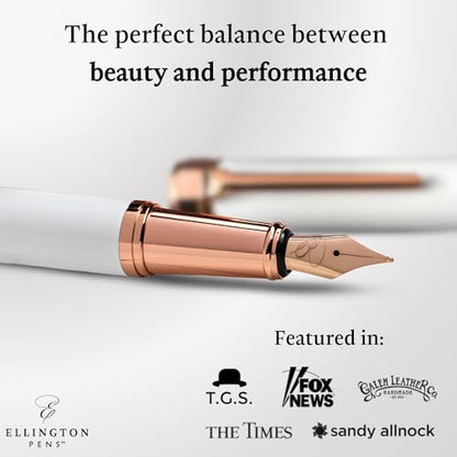 Ellington Pens Luxury Fountain Pen Set - Smooth Medium Nib - Includes 3 Ink Cartridges, Refillable Ink Converter, Gift Box - Fountain Pens For Writing, Calligraphy, Journaling, Sketching (Alpine Rose) - color: Alpine Rose, style: Medium