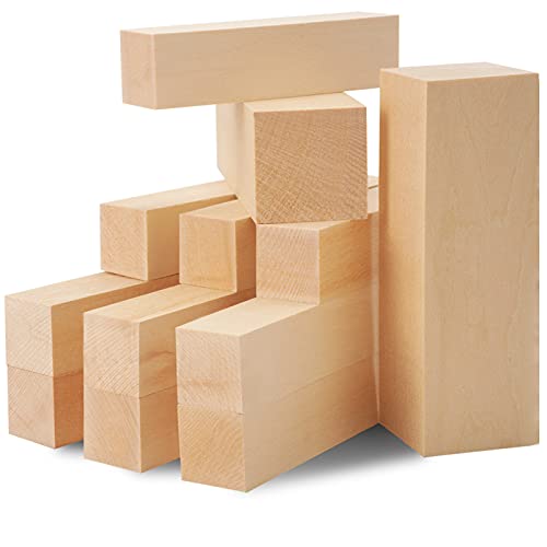 Unfinished Basswood Carving Blocks Kit, Rectangular Wooden Blocks 12 Pack for DIY Carving and Crafting for Adults Beginner and Experts(5 x 1.5 x 1.5 inch, 4 x 1 x 1 inch, 6 x 1 x 1 inch) - color: 12 packs 5 x 1.5 x 1.5 inch & 4 x 1 x 1 inch & 6 x 1 x 1 in