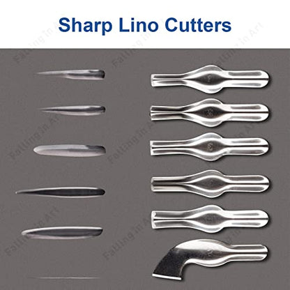 Falling in Art Carving Blocks Stamp Making kit, Linoleum Blocks Printing Kit with 6 Shaped Blades Cutting Tool,12 Pack Rubber Carving Blocks and 3 Carbon Papers for Printmaking, Stamps, Crafts - size: 4x6"(12 Pack) + Carving Tool