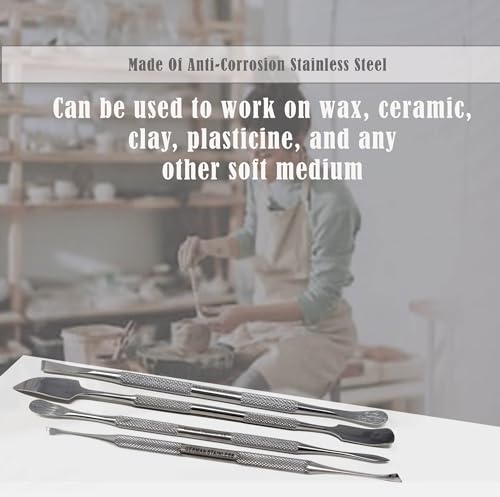 A2ZScilab - Stainless Steel Spatula Wax & Clay Sculpting Tool Carver Set, Carving Pottery Tools - Sculpture Shaper Polymer Modeling Tools for Clay, Pottery, Ceramics Artwork & Holiday Crafts (4PCS) - style: 4PCS
