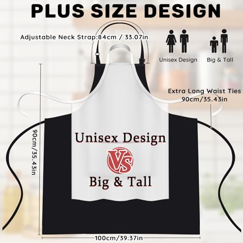 2 Pack Plus Size Waterproof Cooking Chef Apron with 2 Pockets for Men Women - color: Black