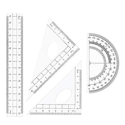 Vobou Math Geometry Kit Sets 10 Piece Student Supplies with Shatterproof Storage Box,Includes Rulers,Protractor,Compass,Eraser,Pencil Sharpener,Lead Refills,Pencil,for Drafting and Drawings（Blue） - color: Blue