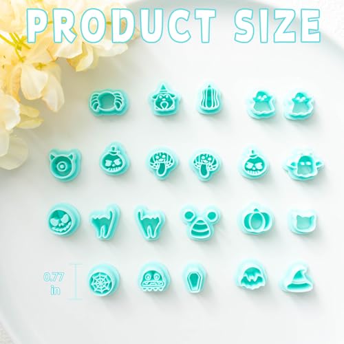 Tainsky Halloween Polymer Clay Cutters, 22 Shapes Halloween Studs Clay Earrings Cutters (Studs) - color: Studs-A