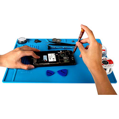 Kaisi S-130 Insulation Silicone Soldering Mat Repair Mat, Heat Resistant Silicone Work Mats 932°F with Scale Ruler and Screw Position for Soldering, CellPhone Electronics Repair, Size: 13.8 x 9.8 inch