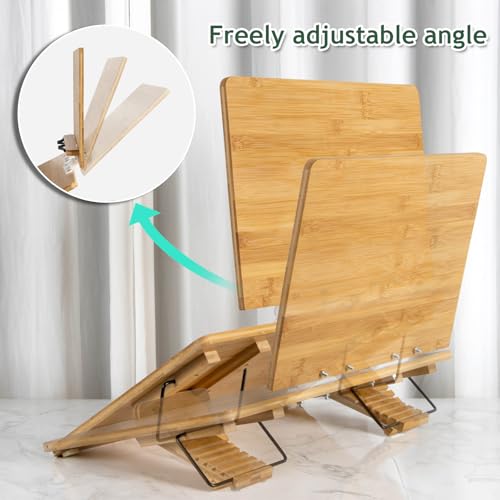 ANBOXIT Folding Bamboo Tabletop Easel, 19.7" x 14.2" Base and 15.4" x 11" Adjustable Upper Board, Portable Desktop Arts & Crafts Easels for Drawing, Painting, Sketching, and Tablet Stand