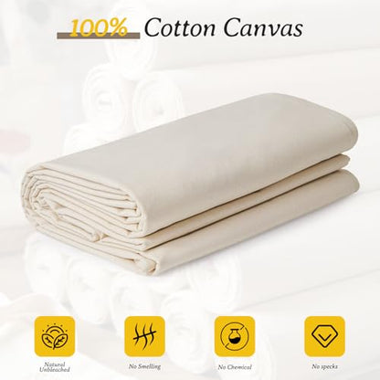 3 Yard 60" W Canvas Roll | 7oz Canvas Fabric Cotton Duck | Heavy Natural Fabric for Painting Arts & Crafts, Backings, Covers, Placemats