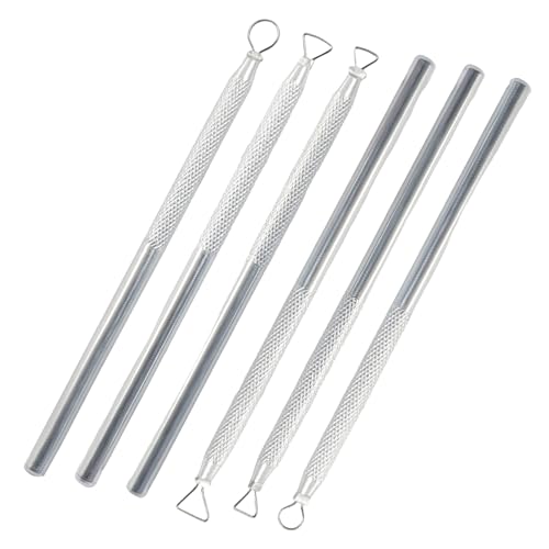 ISDVBUY 3 Pack Aluminum Clay Carving Tools 5.3 Inch Silver Feather Pin Needle Tool Set Clay Sculpting Tools for Ceramics, Sculpting, DIY Craft, Detailed Carving