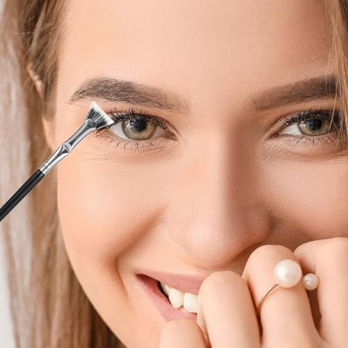 3pcs Mascara Fan Brush, Folding Angle Scalloped Lash Brush Eyelash Eyebrow Brush Fan Shaped Eyelash Brush Lash Wand Brushes Eyelash Comb Separator for Makeup Tools