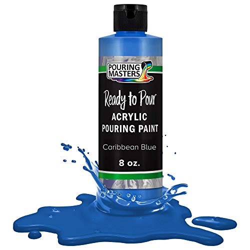 Pouring Masters Caribbean Blue Ready to Pour Acrylic Pouring Paint - Premium 8-Ounce Pre-Mixed Fluid Acrylic Paint - Fluid Art Supplies for Canvas, Wood, Paper, Tile & Rocks - color: Caribbean Blue