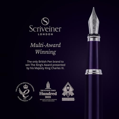 Scriveiner Luxury Fountain Pen - Aubergine, Schmidt Gilded Nib (Fine), Converter, Best Pen Gift Set for Men & Women, Professional, Executive, Office, Nice Pens - color: 9. Aubergine, style: Fine Nib