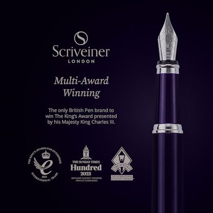 Scriveiner Luxury Fountain Pen - Aubergine, Schmidt Gilded Nib (Fine), Converter, Best Pen Gift Set for Men & Women, Professional, Executive, Office, Nice Pens - color: 9. Aubergine, style: Fine Nib