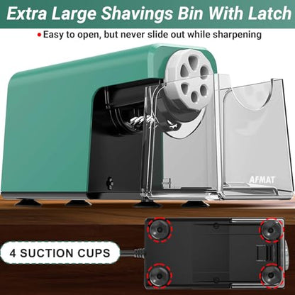 AFMAT Heavy Duty Electric Pencil Sharpener, 6 Holes, Auto Stop Pencil Sharpeners for 6-11mm Pencils, Classroom Electric Sharpener for Artists, 7000 Sharpenings, Save Pencils, PSX1 - color: Green