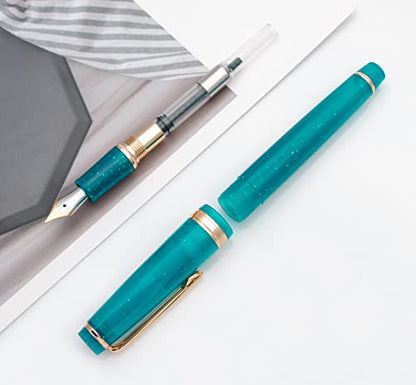 JINHAO 82 Fountain Pen with Gold Clip (F Nib 0.5mm, Fluorescent Peacock Blue) - color: Fluorescent Peacock Blue