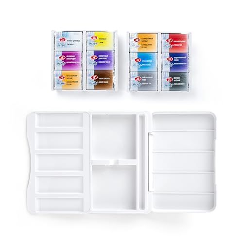 White Nights Professional Watercolor Set – Atlas Botanical Collection, 12 Full Pans, Artist Grade, Vibrant & Lightfast Colors in Durable Box by Nevskaya Palitra
