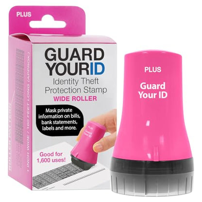 Guard Your ID Wide Advanced Roller 2.0 Identity Theft Prevention Security Stamp Pink - color: Pink, size: wide