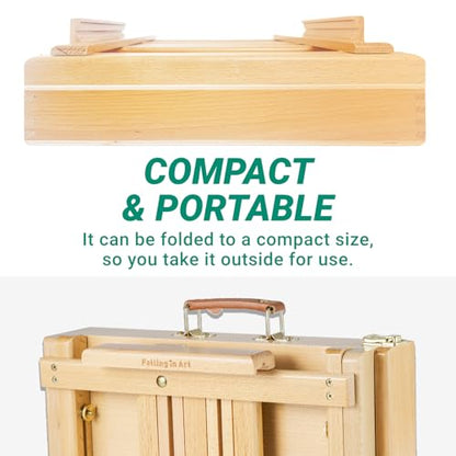 Falling in Art Studio Sketchbox Tabletop Easel, Adjustable Beechwood Easel for Painting, Portable Desktop Easel with Storage Drawer, Suitable for Beginners and Artists- Holds canvases up to 31" high