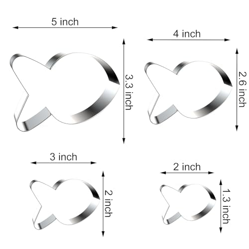 Goldfish Cookie Cutter Set - 5 inch, 4 inch, 3 inch, 2 inch - 4 Piece Simple Fish Cookie Cutters Shapes Molds - Stainless Steel