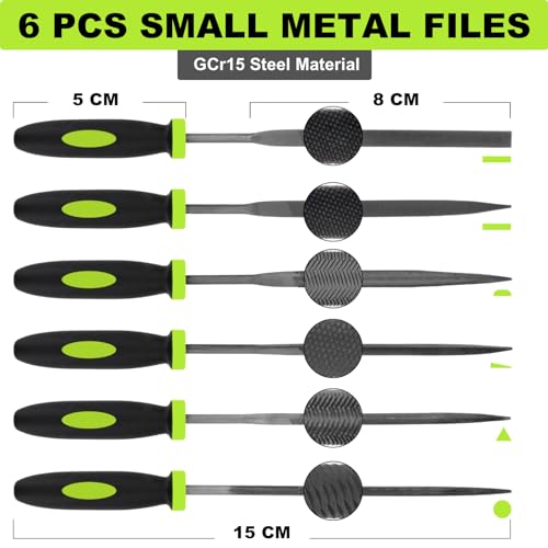 19 pcs File Set, Includes 5 pcs Large Steel Files, 12 pcs Jewelers File Set and Wire Brushes Ideal Hand File Tools for Woodwork, Metal, Model Applications - style: 19 Pieces