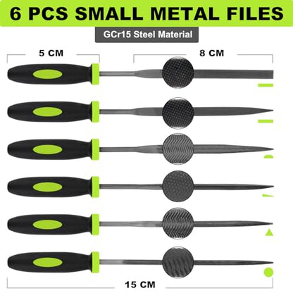 19 pcs File Set, Includes 5 pcs Large Steel Files, 12 pcs Jewelers File Set and Wire Brushes Ideal Hand File Tools for Woodwork, Metal, Model Applications - style: 19 Pieces
