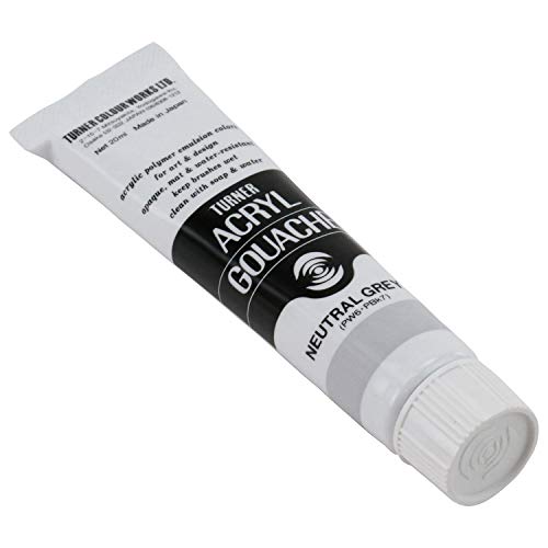 Turner Colour Works Acryl Gouache Artist Acrylic Paint - Single 20 ml Tube - Neutral Grey No.8 - color: Neutral Grey No.8, size: 0.68 Fl Oz (Pack of 1)